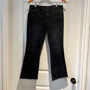 Massimo Dutti washed black cropped kick flare jeans, size 6